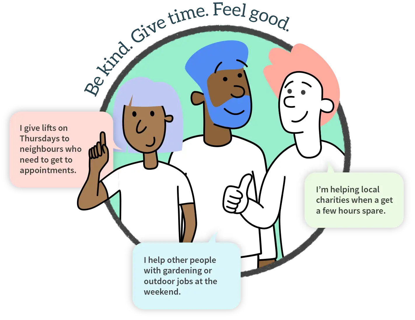 Be Kind, Give Time, Feel Good.